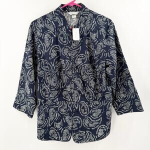 Christopher & Banks CJ Banks Jacket Womens Large NWT Paisley 3/4 Sleeve Cotton